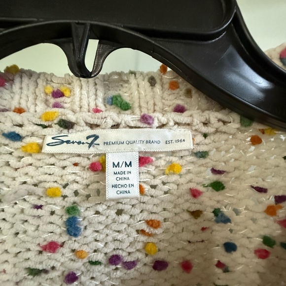 Seven7, Ladies Oversized Raised Dot Cream Crewneck Sweater, Size M - Picture 10 of 10